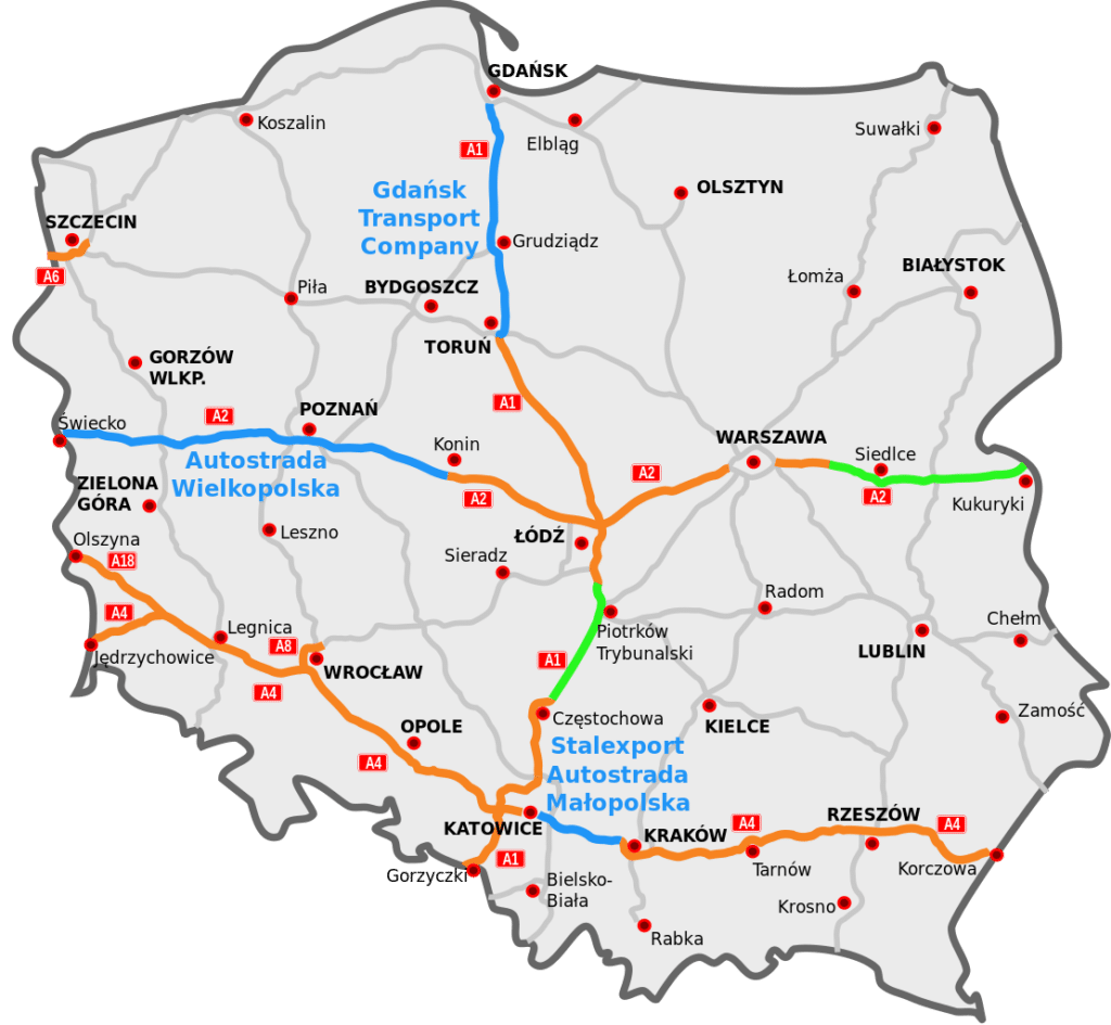 Maut in Polen: Übersicht der polnischen Autobahnen und ihrer Betreiber